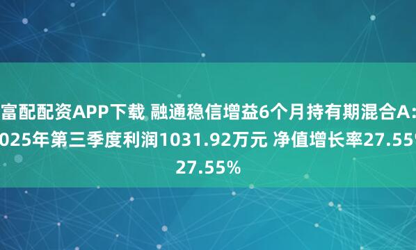 富配配资APP下载 融通稳信增益6个月持有期混合A:2025年第三季度利润1031.92万元 净值增长率27.55%